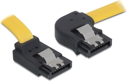 Picture of Delock SATA 3 Gb/s Cable upwards angled to right angled 30 cm yellow