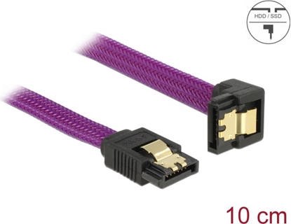 Picture of Delock SATA 6 Gb/s Cable straight to downwards angled 10 cm violet