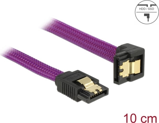 Picture of Delock SATA 6 Gb/s Cable straight to downwards angled 10 cm violet
