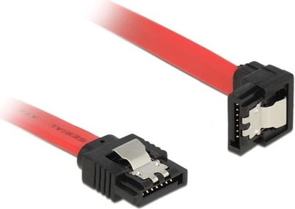 Picture of Delock SATA 6 Gb/s Cable straight to downwards angled 20 cm red