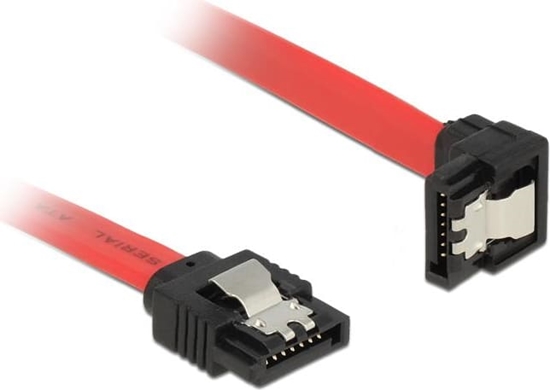 Picture of Delock SATA 6 Gb/s Cable straight to downwards angled 20 cm red