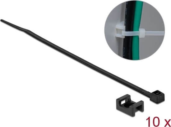 Picture of Delock Screw Fixing Mount 15 x 10 mm with Cable Tie L 200 x B 3.6 mm black