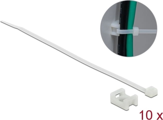 Picture of Delock Screw Fixing Mount 15 x 10 mm with Cable Tie L 200 x B 3.6 mm white