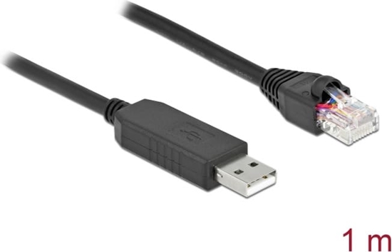 Picture of Delock Serial Connection Cable with FTDI chipset, USB 2.0 Type-A male to RS-232 RJ45 male 1 m black