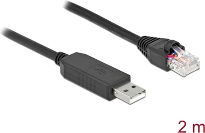 Picture of Delock Serial Connection Cable with FTDI chipset, USB 2.0 Type-A male to RS-232 RJ45 male 2 m black