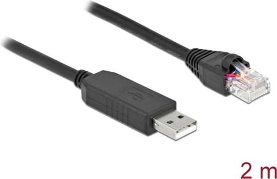Picture of Delock Serial Connection Cable with FTDI chipset, USB 2.0 Type-A male to RS-232 RJ45 male 2 m black