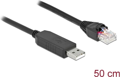 Picture of Delock Serial Connection Cable with FTDI chipset, USB 2.0 Type-A male to RS-232 RJ45 male 50 cm black