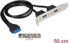 Picture of Delock Slot bracket 1 x 19 pin USB 3.0 pin header female internal > 2 x USB 3.0 Type-A female external