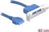 Picture of Delock Slot bracket 1 x 19 pin USB 3.0 pin header female internal > 2 x USB 3.0 Type-A female external Low Profile