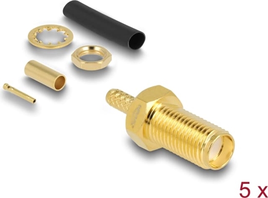 Picture of Delock SMA male bulkhead for crimping RG-174 / RG-316 with matching shrink tube