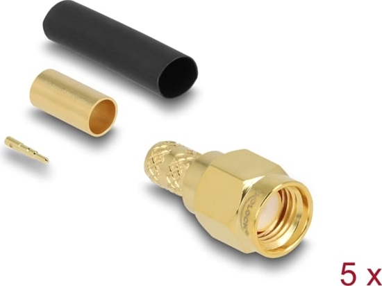 Picture of Delock SMA plug for crimping LMR200 with matching shrink tube