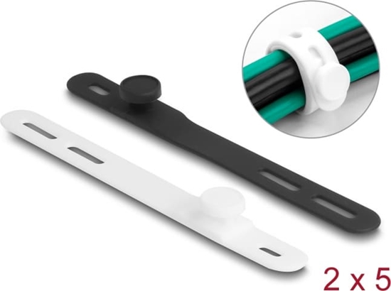 Picture of Delock Soft Tie flexible reusable set 10 pieces black / white