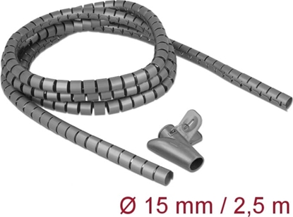 Picture of Delock Spiral Hose with Pull-in Tool 2.5 m x 15 mm grey