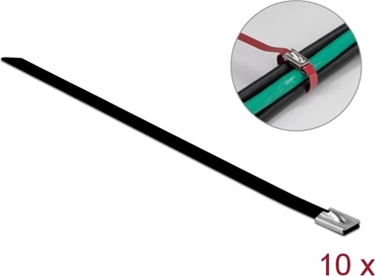 Attēls no Delock Stainless Steel Cable Ties L 200 x W 7.9 mm black 10 pieces