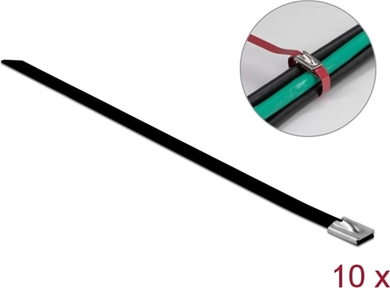 Picture of Delock Stainless Steel Cable Ties L 200 x W 7.9 mm black 10 pieces