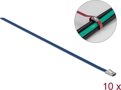 Attēls no Delock Stainless Steel Cable Ties L 300 x W 4.6 mm blue 10 pieces