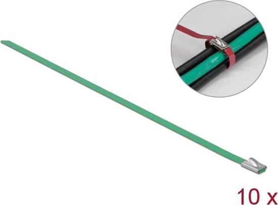 Picture of Delock Stainless Steel Cable Ties L 300 x W 4.6 mm green 10 pieces