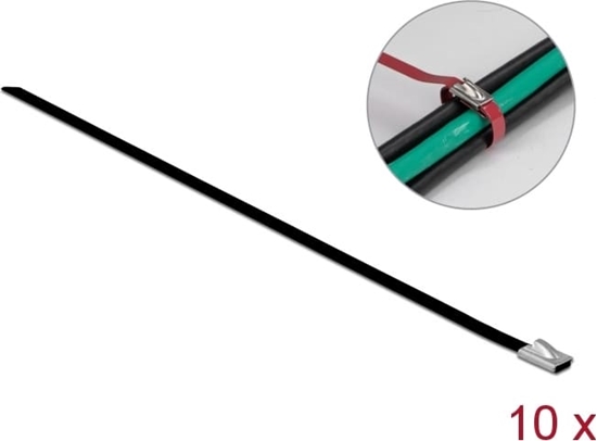 Picture of Delock Stainless Steel Cable Ties L 500 x W 4.6 mm black 10 pieces