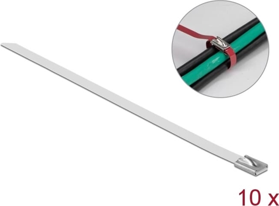Picture of Delock Stainless Steel Cable Ties L 500 x W 7.9 mm white 10 pieces