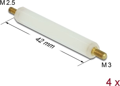Picture of Delock Standoff M2.5 x M3, hexagon, outside / outside, 42 mm natural 4 pcs