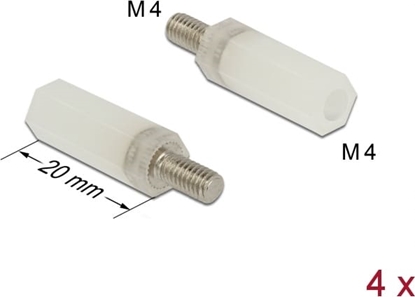 Picture of Delock Standoff M4 x M4, hexagon, inside / outside, 20 mm natural 4 pcs