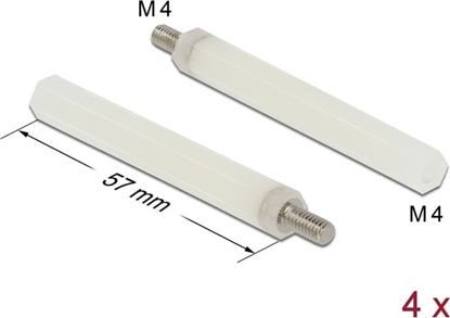 Picture of Delock Standoff M4 x M4, hexagon, inside / outside, 57 mm natural 4 pcs