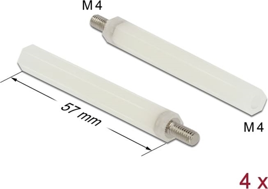 Picture of Delock Standoff M4 x M4, hexagon, inside / outside, 57 mm natural 4 pcs