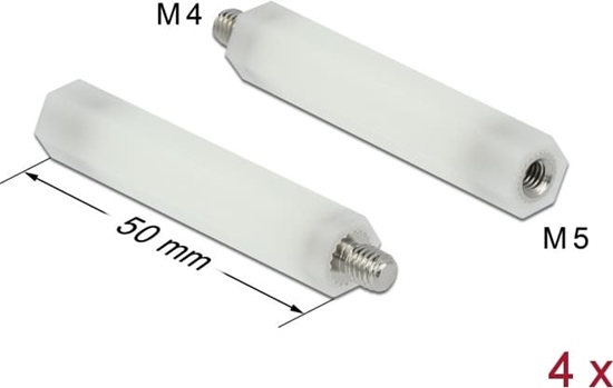 Picture of Delock Standoff M5 x M4, hexagon, inside / outside, 50 mm natural 4 pcs