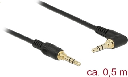 Изображение Delock Stereo Jack Cable 3.5 mm 3 pin male > male angled 0.5 m black