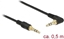 Изображение Delock Stereo Jack Cable 3.5 mm 3 pin male > male angled 0.5 m black