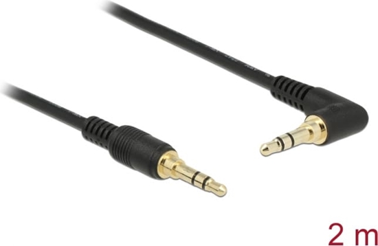 Picture of Delock Stereo Jack Cable 3.5 mm 3 pin male > male angled 2 m black