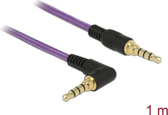 Picture of Delock Stereo Jack Cable 3.5 mm 4 pin male > male angled 1 m purple