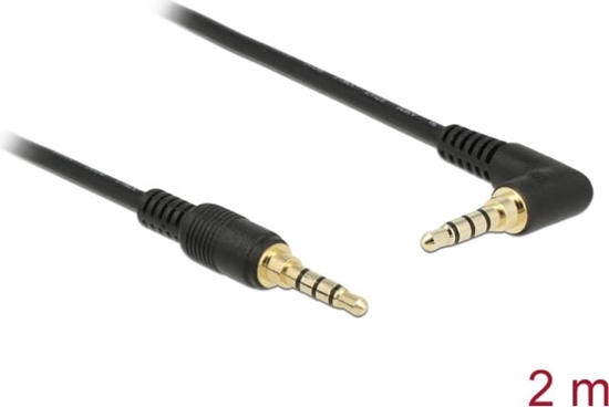 Picture of Delock Stereo Jack Cable 3.5 mm 4 pin male > male angled 2 m black