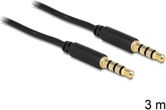 Picture of Delock Stereo Jack Cable 3.5 mm 4 pin male to male 3 m black