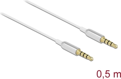 Picture of Delock Stereo Jack Cable 3.5 mm 4 pin male to male Ultra Slim 0.5 m white