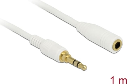 Picture of Delock Stereo Jack Extension Cable 3.5 mm 3 pin male to female 1 m white
