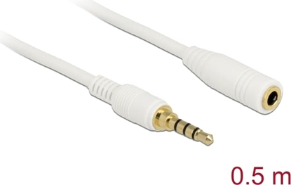 Picture of Delock Stereo Jack Extension Cable 3.5 mm 4 pin male to female 0.5 m white