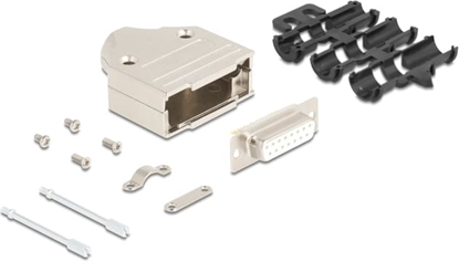 Picture of Delock Sub-D connector housing 15 pin metal including female connector and mounting material