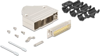 Picture of Delock Sub-D connector housing 25 pin metal including male connector and mounting material