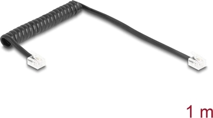 Picture of Delock Telephone Cable / Coiled Cable RJ11 plug to RJ11 plug black 1 m