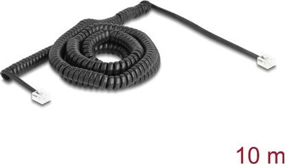 Picture of Delock Telephone Cable / Coiled Cable RJ11 plug to RJ11 plug black 10 m