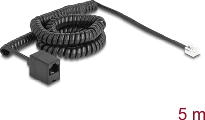 Picture of Delock Telephone Cable / Coiled Cable RJ11 plug to RJ45 jack black 5 m