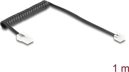Picture of Delock Telephone Cable / Coiled Cable RJ11 plug to RJ45 plug black 1 m