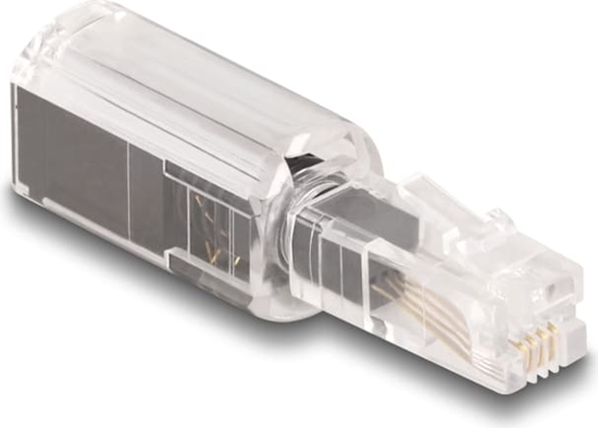 Picture of Delock Telephone Cable Anti-Twist Adapter RJ10 plug to RJ10 jack transparent / black