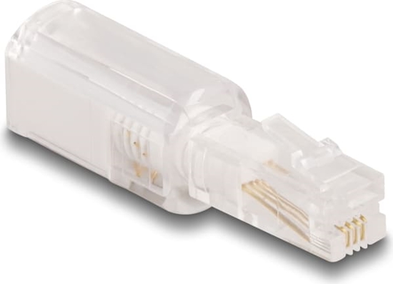 Picture of Delock Telephone Cable Anti-Twist Adapter RJ10 plug to RJ10 jack transparent / white