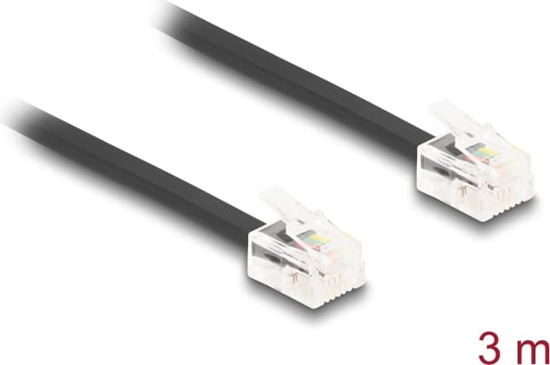 Picture of Delock Telephone Cable RJ11 plug to RJ11 plug black 3 m