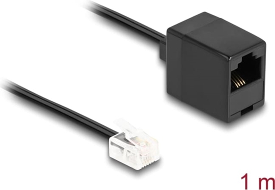 Picture of Delock Telephone Cable RJ11 plug to RJ45 jack black 1 m