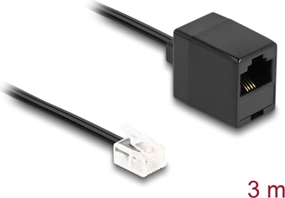 Picture of Delock Telephone Cable RJ11 plug to RJ45 jack black 3 m