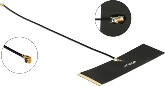 Изображение Delock TETRA 430 - 470 MHz Antenna I-PEX Inc., MHF® I plug 0 dBi 1.13 15 cm black self adhesive