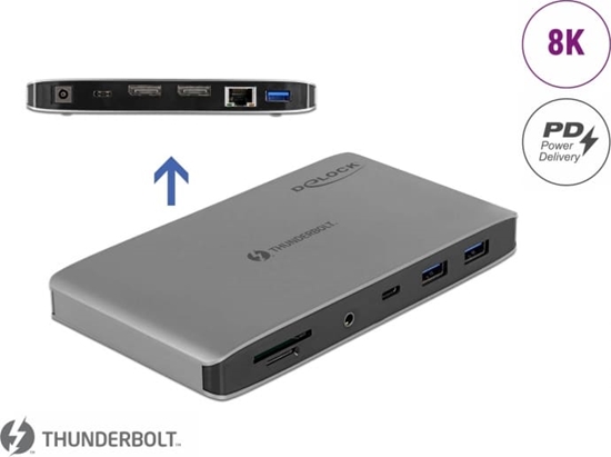 Picture of Delock Thunderbolt™ 3 Docking Station 8K - Dual DisplayPort / USB / LAN / SD / Audio / PD 3.0